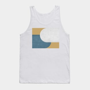 Half Circle Colorblock - Gold Blue and White Tank Top